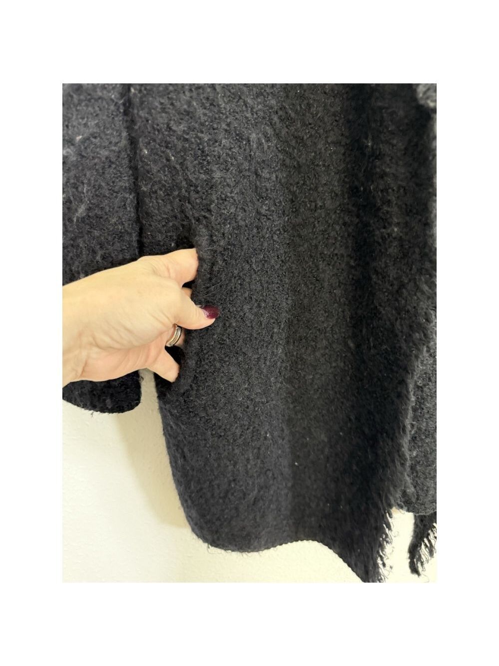 VINCE Wool Mohair Chunky Cardigan Sweater Small Black Open Front Chunky Knit - Picture 5 of 9